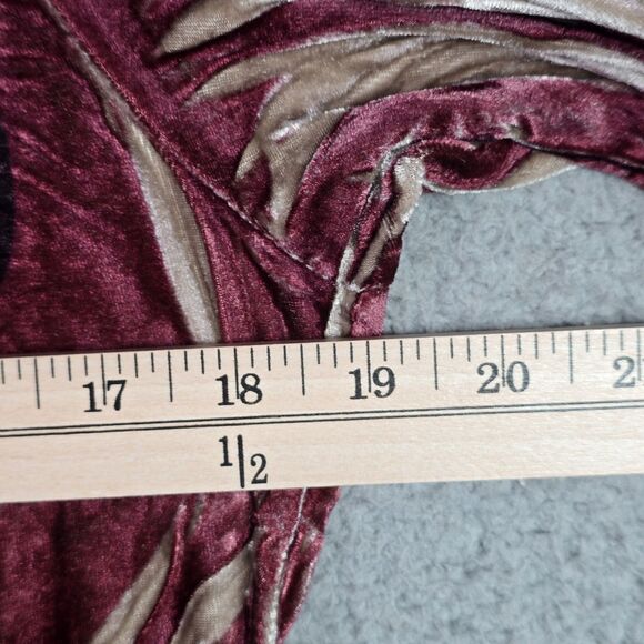Style & Co Velvet Boho Tunic Flare Sleeve Baroque Festival Burgundy Y2K Peasant - Picture 9 of 12